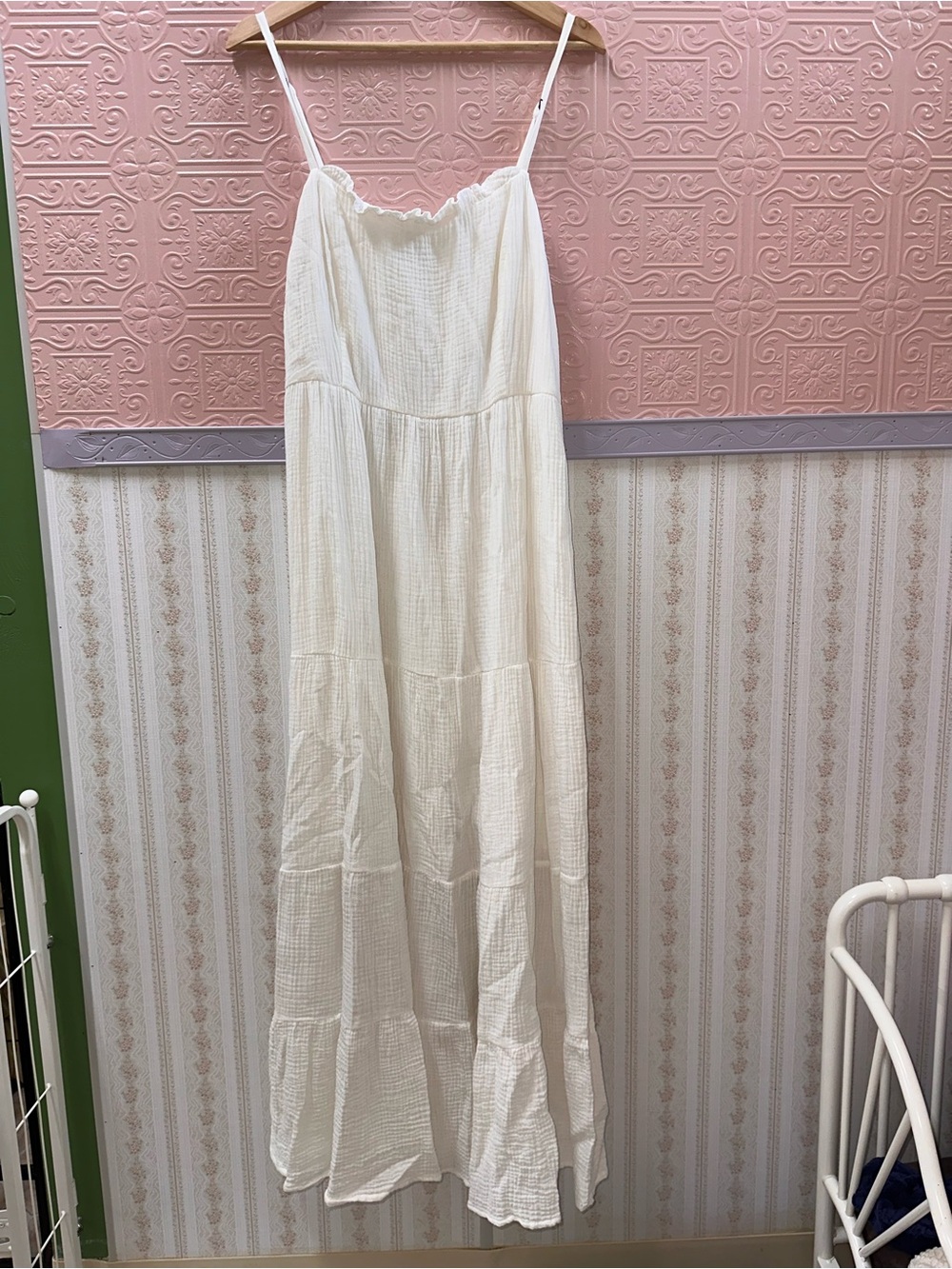 Women's Creamy white Maxi Sundress with Spaghetti Straps
